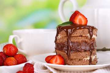 Chocolate cake with strawberry