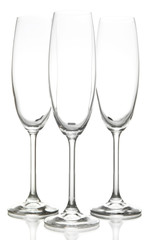 Empty glasses isolated on white