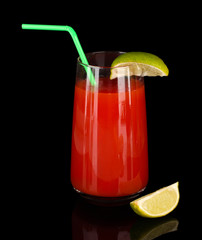 Bloody Mary cocktail isolated on black