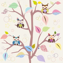 Peel and stick wall murals Childrens room Seamless pattern with owls