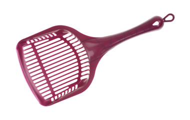 New purple litter scoop on white background