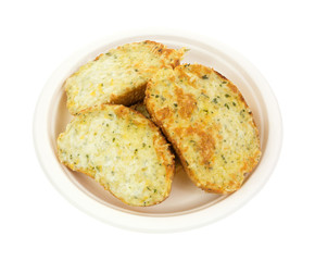 Toasted cheese bread on paper plate