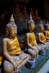 Old Buddha statues in the cave of Thailand