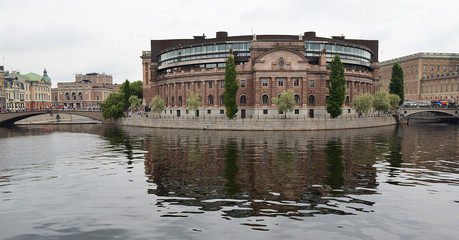 Riksdag building at Helgeandsholmen island, Stockholm, Sweden.