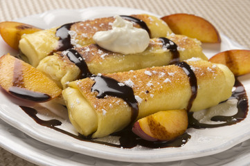 Delicious Cheese Blintzes in Closeup