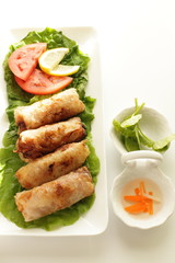  vietnamese food, gourmet spring roll with vinegar sauce