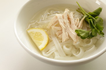 Vietnamese food, chicken pho rice noodles