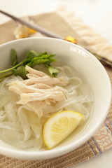 Vietnamese food, chicken pho rice noodles