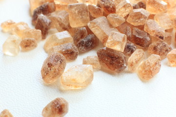 close up brown crystal sugar