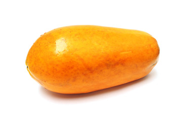 ripe yellow papaya on white background