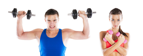 Naklejka premium athletic man and woman