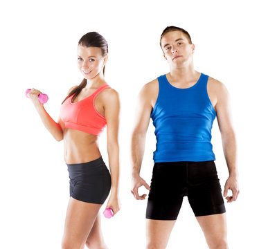 athletic man and woman