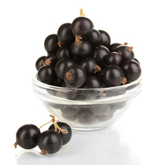 Fresh black currant isolated on white