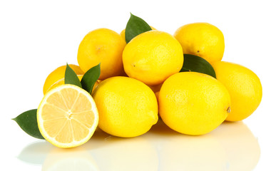 Naklejka na ściany i meble Ripe lemons isolated on white