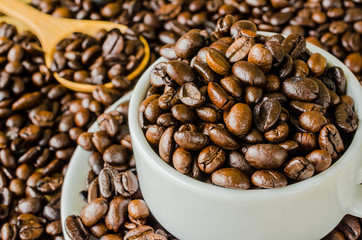 Coffee beans on cup