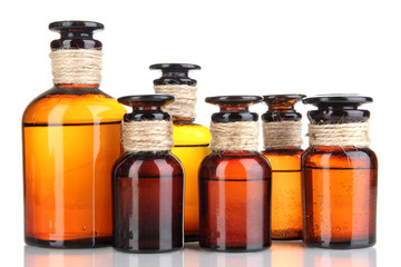 Medicine bottles isolated on white