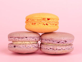 Macaroons on pink background