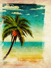Plakat Summer beach and palm