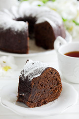 Chocolate cake with cranberries, new year, Christmas.