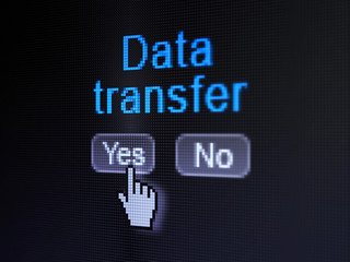 Information concept: Data Transfer on digital computer screen