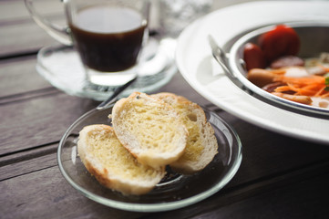 French bread and coffee