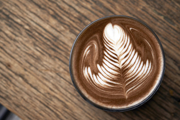 hot mocha serving on wooden table