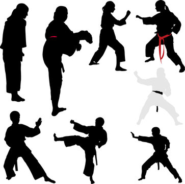 karate fighters - vector