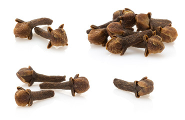 clove spices on white background