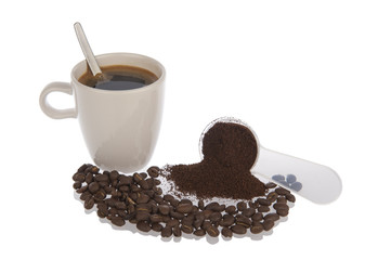 Coffee cup beans and powder - 54987761