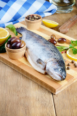 Raw trout on the board