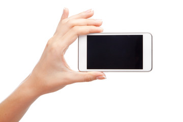 Female hand holding a modern smartphone