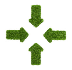 Converging arrows symbol from grass