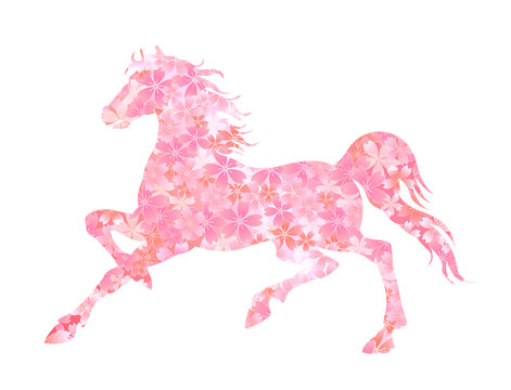 馬　馬の絵 桜 花の絵 テクスチャーアート さくら 馬 馬の絵 桜 花の絵 テクスチャーアート さくら 美術品
