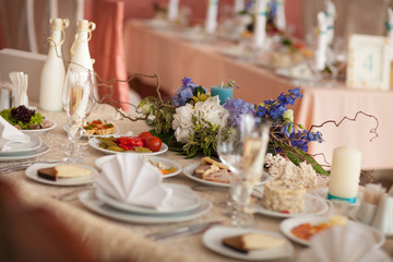 Wedding table. Decoration of table