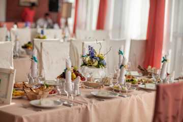 Wedding table. Decoration of table