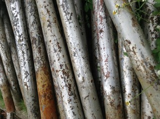 iron pipes stacked