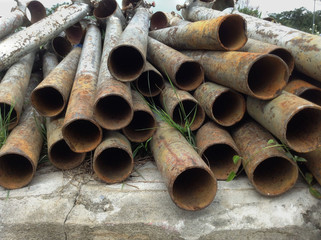 iron pipes stacked