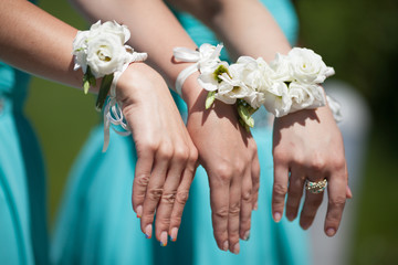 Wedding Bridesmaids with flowers