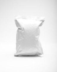 plastic packaging on white background