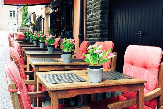 Cafe terrace in European city
