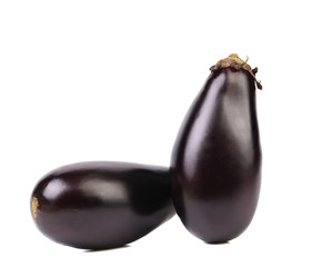Two black eggplants.