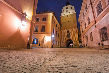 Lublin old town at night, Poland - obrazy, fototapety, plakaty