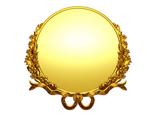 round and golden ornamental frame