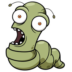 Vector illustration of worm cartoon