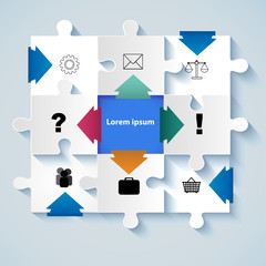 Puzzle with icons for business concepts