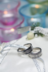 wedding rings and candles