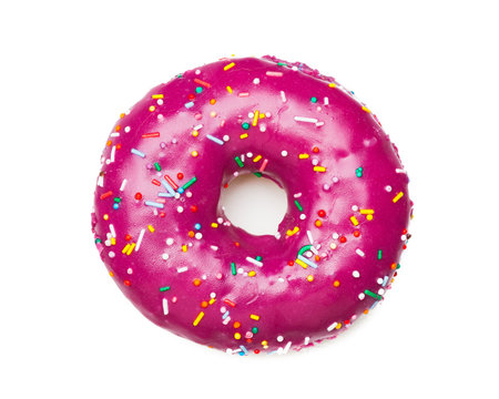 Tasty Purple Donut, Isolated On White