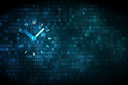Time concept: Clock on digital background