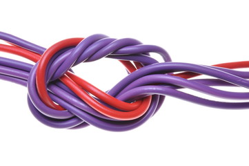 Electric colored wires with knot