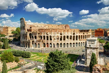 Poster Colosseum (Coliseum) in Rome, Italy. Beautiful panorama of Roma city. © scaliger